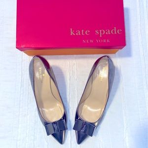 Kate Spade “Janice” Aluminum Pointed Toe Bow Accent Pump